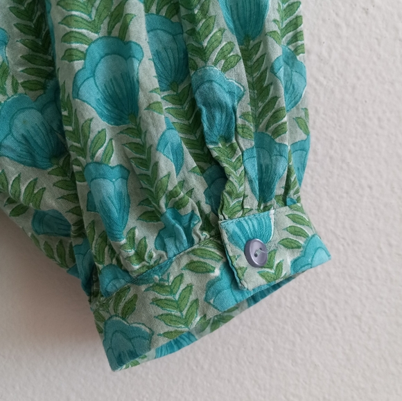 Emerson Fry India Collection Frances Blouse Organic Cotton Block Printed M - Picture 9 of 15